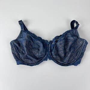 Chantelle Unlined Lace Bra Underwire size 38DDDD Blue